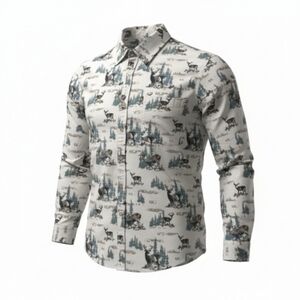 Men's Nature Print Casual Button Down Shirt